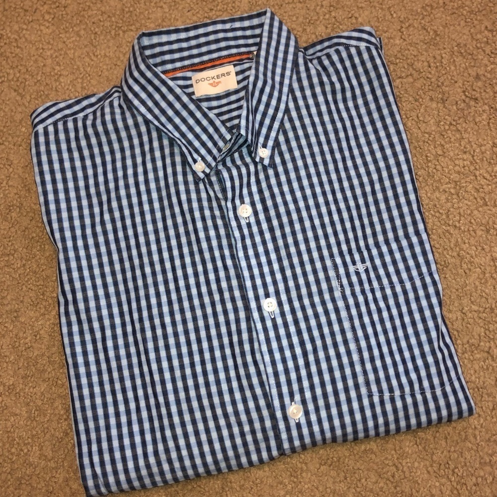 Dockers blue checkered button down shirt, XL